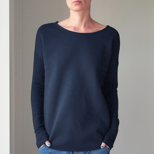 bluza bez kaptura damska Gruby Wąski rękaw Czarny