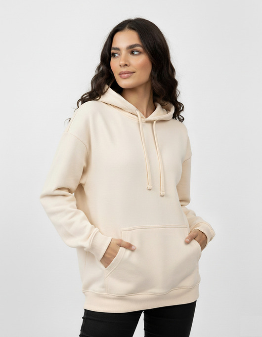 bluza z kapturem damska Bluza oversize ecru bawełna organiczna