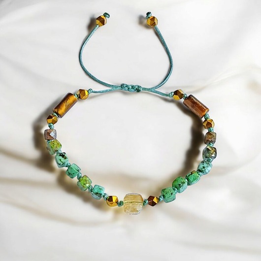 bransoletki z kamieni naturalnych SUKCES - amulet - turkus, cytryn, tygrysie oko, hematyt