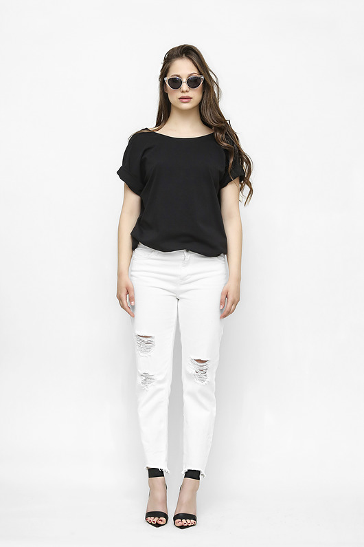 Czarna bluzka Lumena V-neck Freeshion