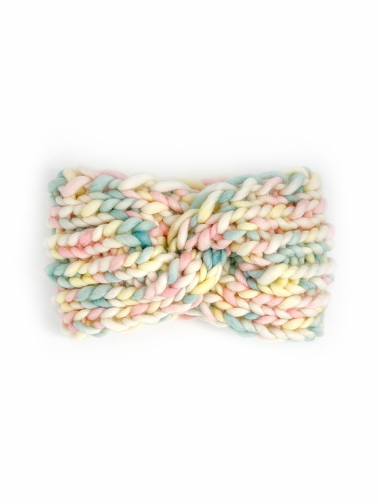 opaski do włosów Kolorowa opaska zimowa z grubej wełny pastelowe kolory