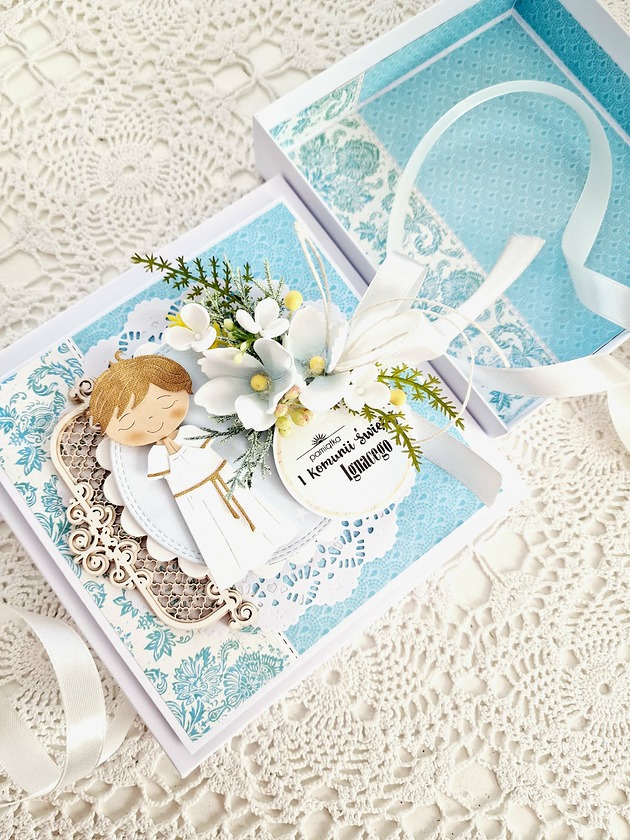 kartki scrapbooking Pamiątka I Komunii Św. Patryka
