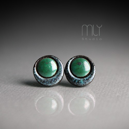 kolczyki ceramiczne Kosmiczne/stal chirurgiczna/