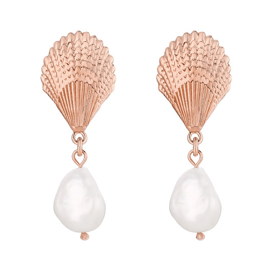 kolczyki pozłacane Kolczyki z różowego złota muszle z perłami naturalnymi