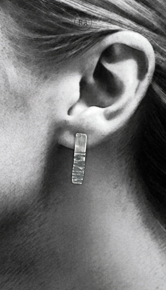 kolczyki srebrne BARK Srebro - kolczyki oksydowane sztyfty paski