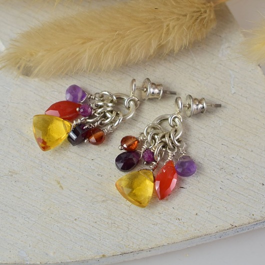 kolczyki srebrne Mix kamieni - srebrne kolczyki