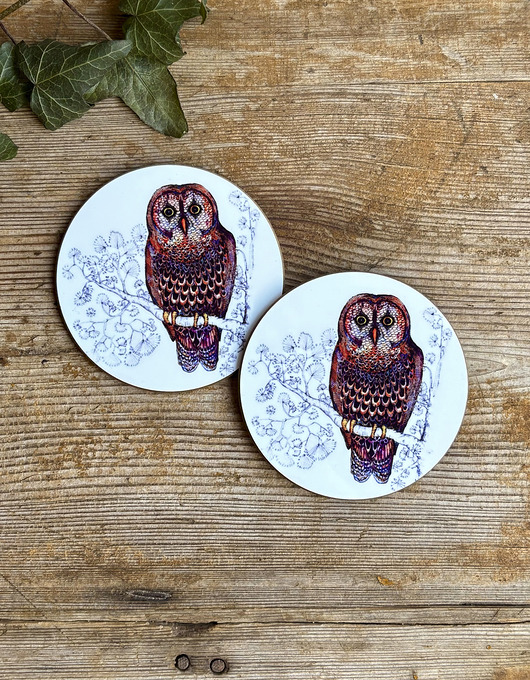 podkładki do kuchni Podkładki- Sowa z Laponii- Podkładki pod kubek- Ilustracja
