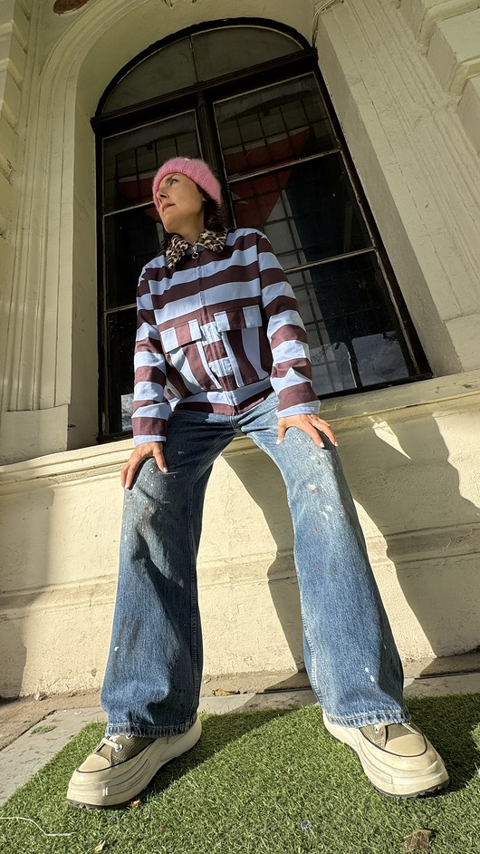 kurtki damskie Kurtka w pasy z kołnierzykiem