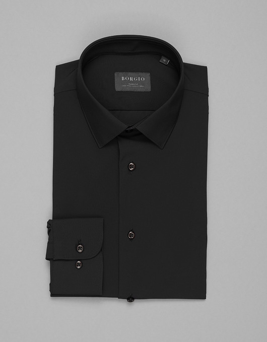 koszule męskie Męska koszula ateleta 00507 długi rękaw czarny slim fit