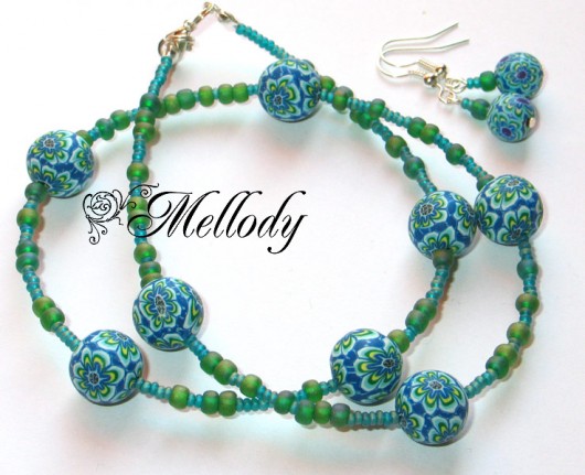 Zielony satynowy - komplet mellody