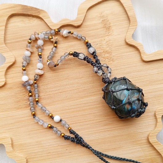 naszyjniki - inne Naszyjnik z labradorytem