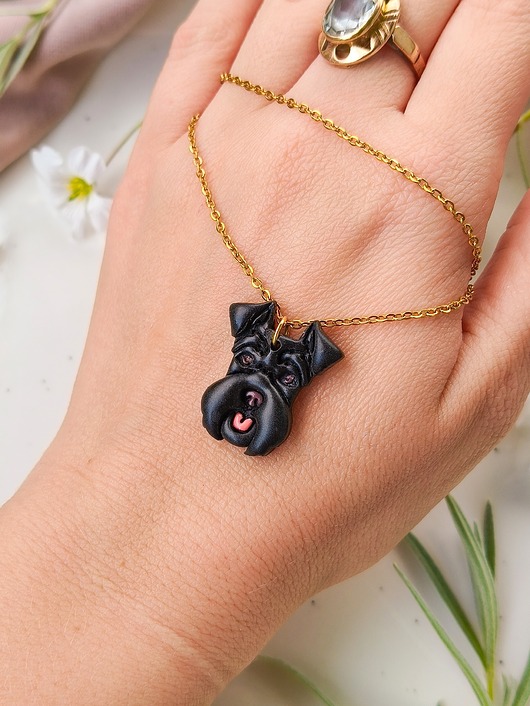 wisiory Naszyjnik sznaucer, zawieszka z podobizną psa, amulet z sznaucerem