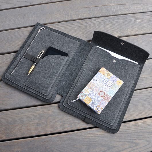 Filcowy organizer A4 - grafitowy - na dokumenty Beltrani