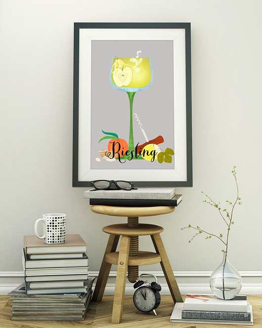 plakaty Wino Riesling - plakat art giclee