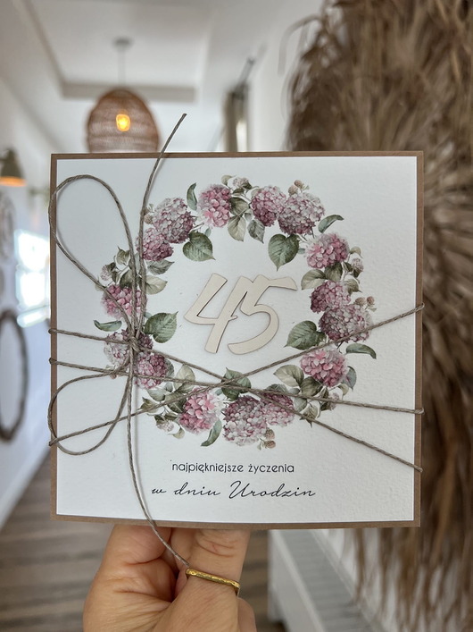 kartki scrapbooking Ręcznie robiona kartka na 45 urodziny