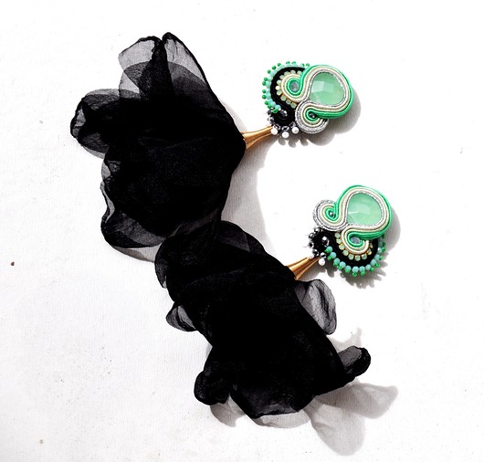 kolczyki soutache Sutaszowe kolczyki  EGINA MINT