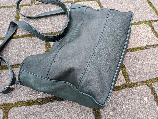 torby na ramię Zielona butelkowa skórzana listonoszka