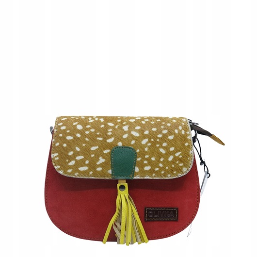 torby na ramię Torebka listonoszka zamszowa damska regulowany pasek kolorowa OLIVKA