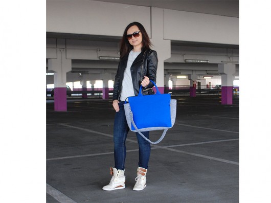 G-Felt elegancka torba do ręki i na ramię kobalt Totostyle