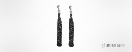 kolczyki srebrna plecionka sople oksydowane JankowskaJewellery