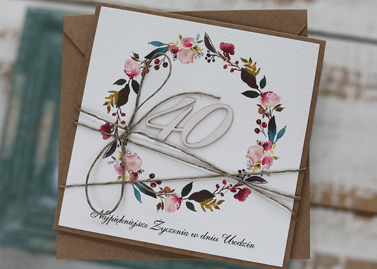 kartki scrapbooking Wyjątkowa kartka na czterdziestkę, prezent na 40 prezent