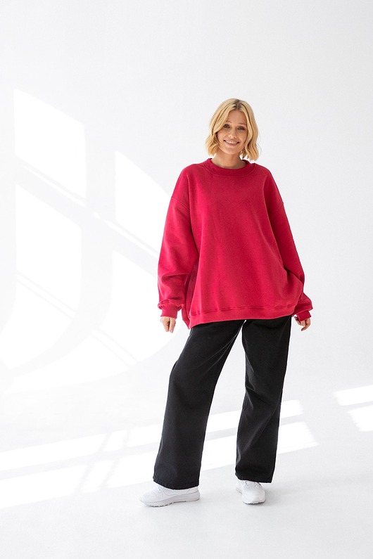 bluza bez kaptura damska Bluza Biggie Ciemny Róż