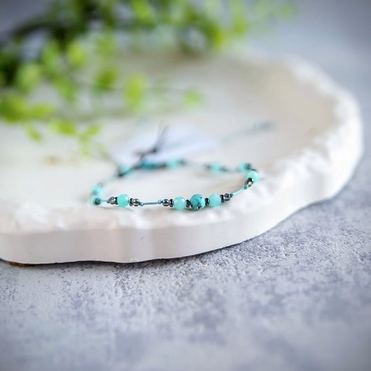 bransoletki z kamieni naturalnych Bransoletka z kamieni z dedykacją. Turkus Amazonit Hematyt Cyrkonia