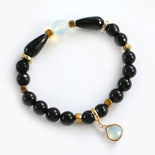 bransoletki z kamieni naturalnych Stabilność i ochrona - Onyks Turmalin czarny hematyt