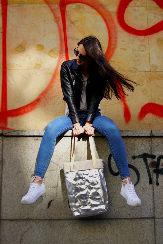 Sroka Tote – srebrny metaliczny srokabag