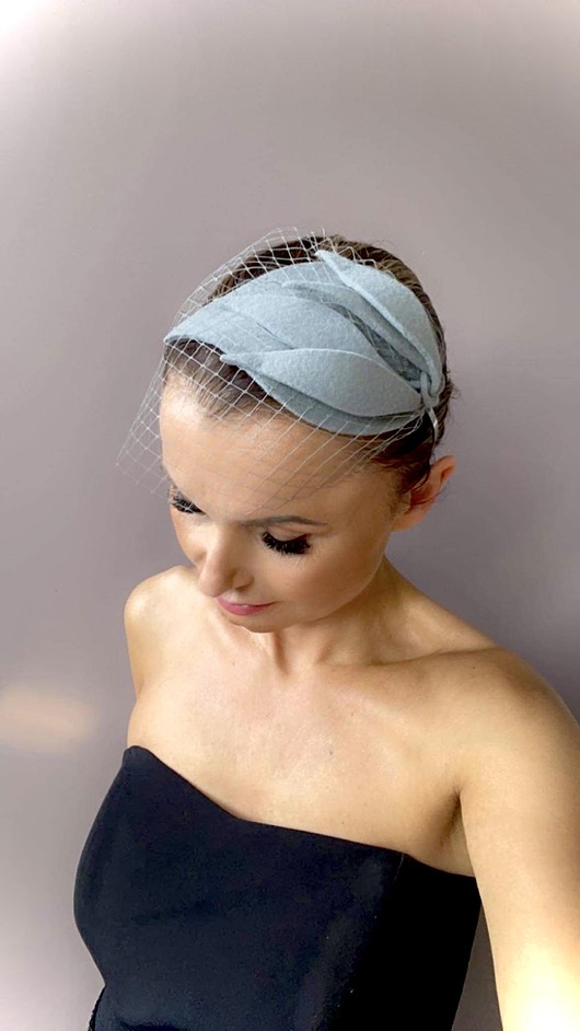 fascynatory Toczek filcowy / fascynator ciemny szary /stalowy