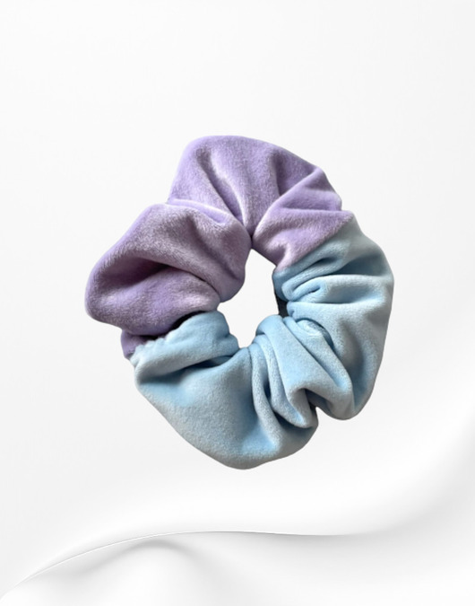 gumki do włosów Gumka frotka scrunchie welurowa błękitno-fioletowa