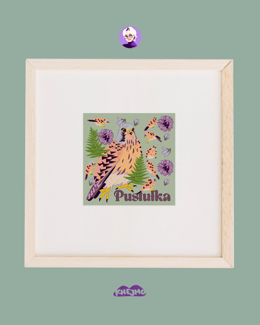 grafiki i ilustracje Plakat z ptakiem Pustułka ilustracja grafika
