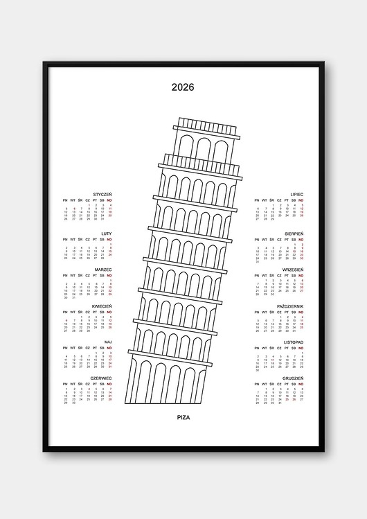 kalendarze i plannery Kalendarz Piza 2026