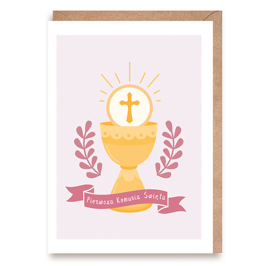 kartki na komunię Kartka na Pierwszą Komunię Świętą dla dziewczynki