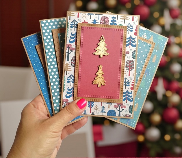 kartki scrapbooking Kartki świąteczne 4szt - ręcznie robione, oryginalne kartki