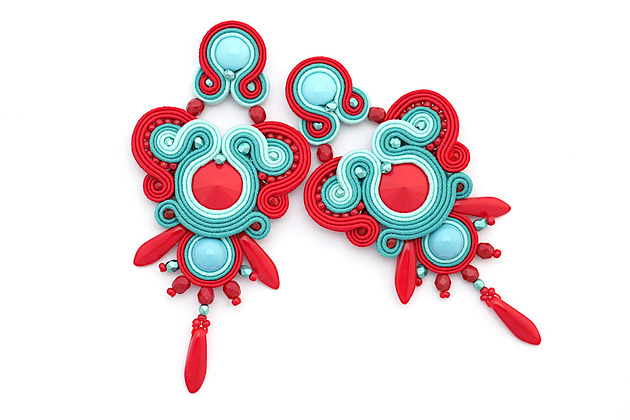 kolczyki soutache Kolorowe boho kolczyki
