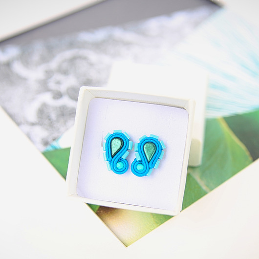 kolczyki soutache Łezki 6 sztyfty - kolczyki z sutaszu
