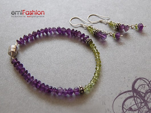 Ametyst i Oliwin w srebrze MAREMI Jewelry