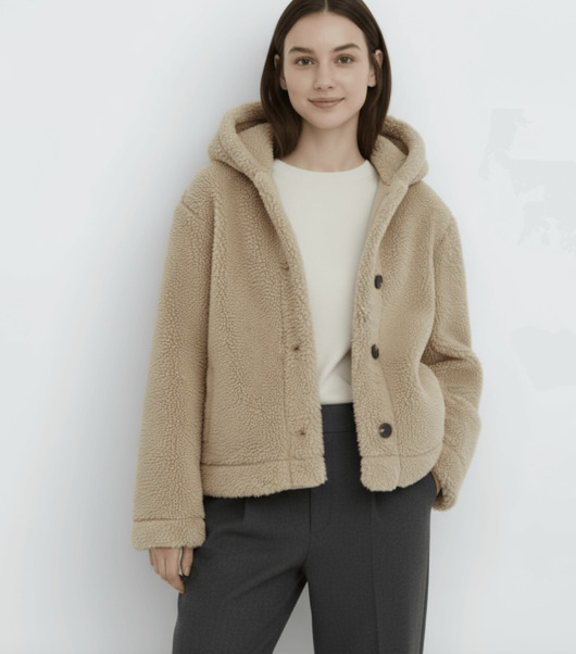 kurtki damskie Kurtka 100% Merino Teddy Baranek