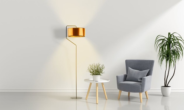 lampy podłogowe Miedziano-czarna lampa stojąca do salonu z miedzianym kloszem TESALLIA MIRROR