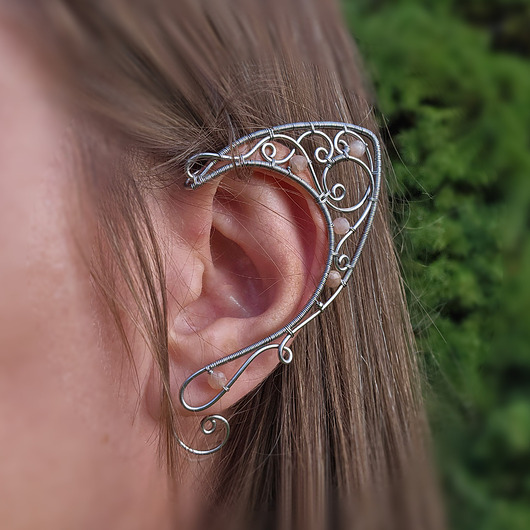 nausznice Nausznica zausznica uszy elfa kamień słoneczny wire wrapping