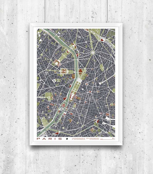 Plakat Paris - plan miasta minimalmill