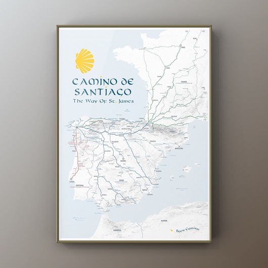 plakaty Plakat Camino de Santiago Droga św. Jakuba mapa szlaków