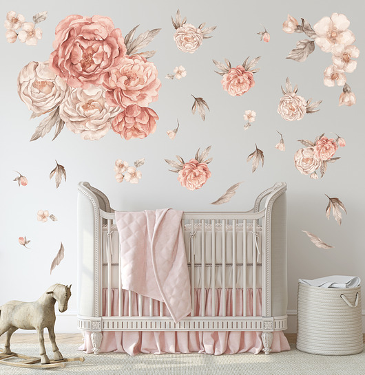 naklejki ścienne do pokoju dziecka PIWONIE, KWIATY PEONY SUNRISE DK115