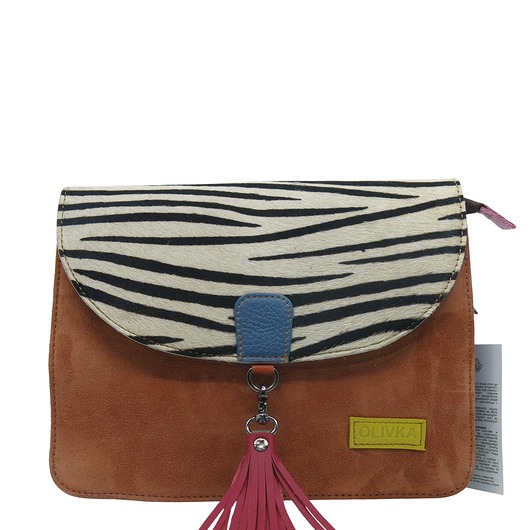 torby na ramię Torebka klasyczna damska zamszowa odpinany chwost brelok OLIVKA