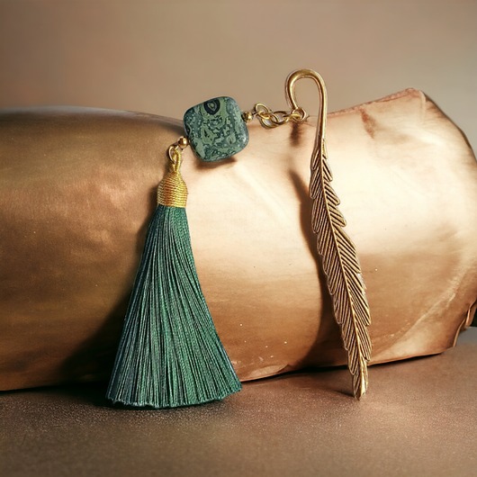 zakładki do książek Zakładka PREMIUM : zieleń i złoto : jaspis kambaba