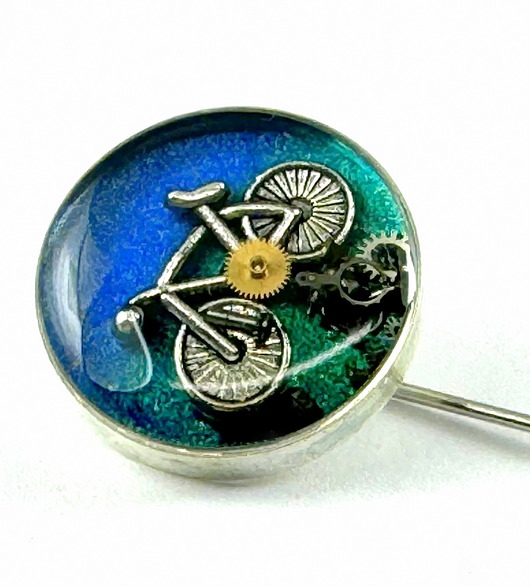 biżuteria męska SZPILKA DO BUTONIERKI - Rowerek (blue) - unikat