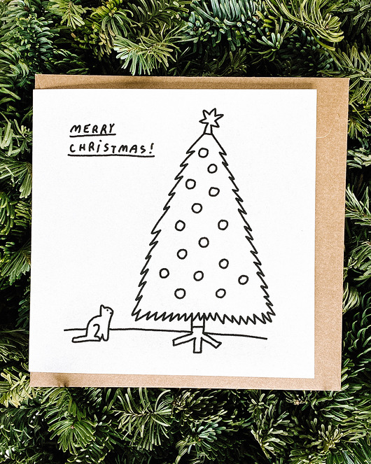 kartki świąteczne Kotek z choinką