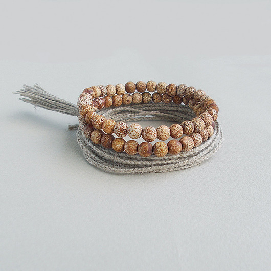 bransoletki z kamieni naturalnych Agat brązowy matowy zestaw bransoletek