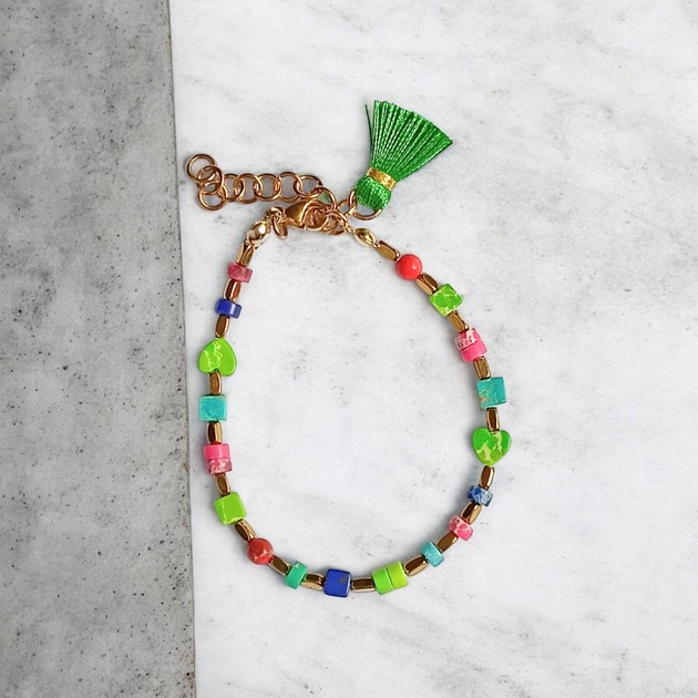 bransoletki z kamieni naturalnych Bransoletka wakacyjna : jaspis cesarski :: multicolor II